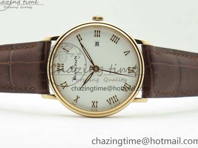 0328 Villeret 6651 RG ZF 1:1 Best Edition White Dial On Brown Leather Strap A Unique 8097